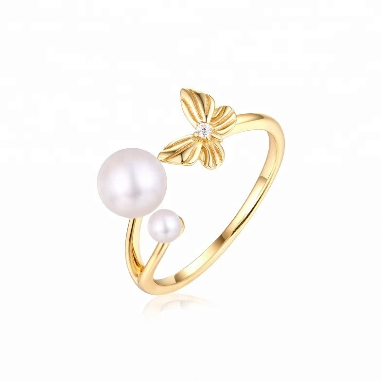 Joacii Butterfly Design S925 Sterling Silver Freshwater Pearl Ring Jewelry 1