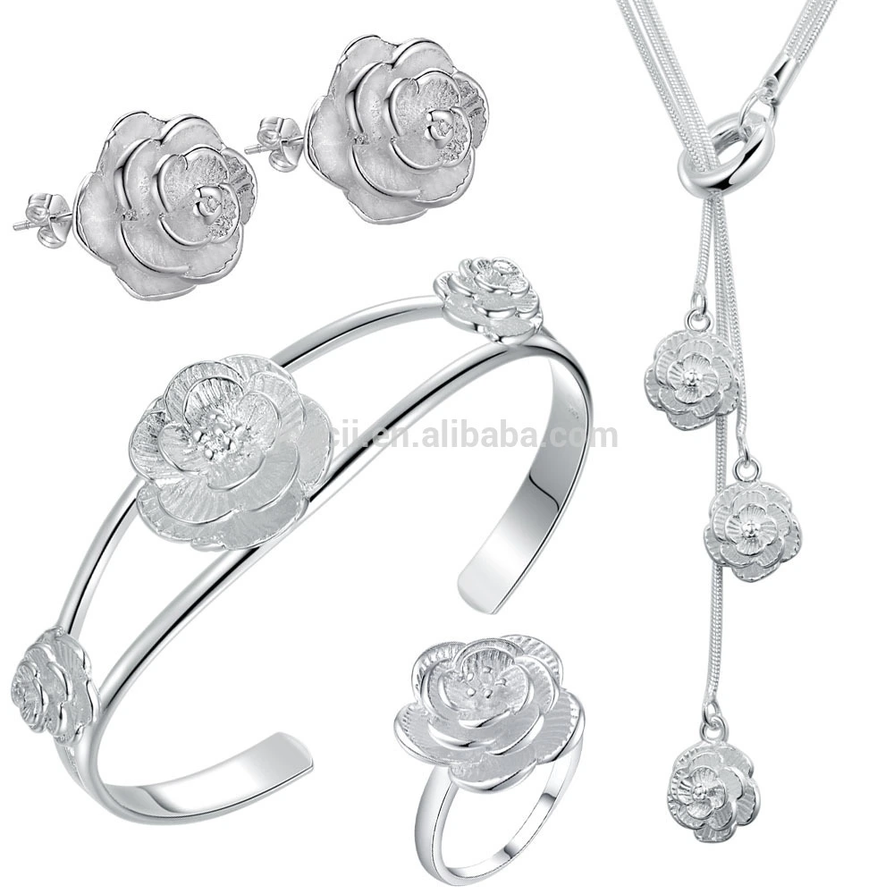 Joacii China Wholesale 925 Silver Jewelry Set Rose Style Wedding Jewelry Set 1