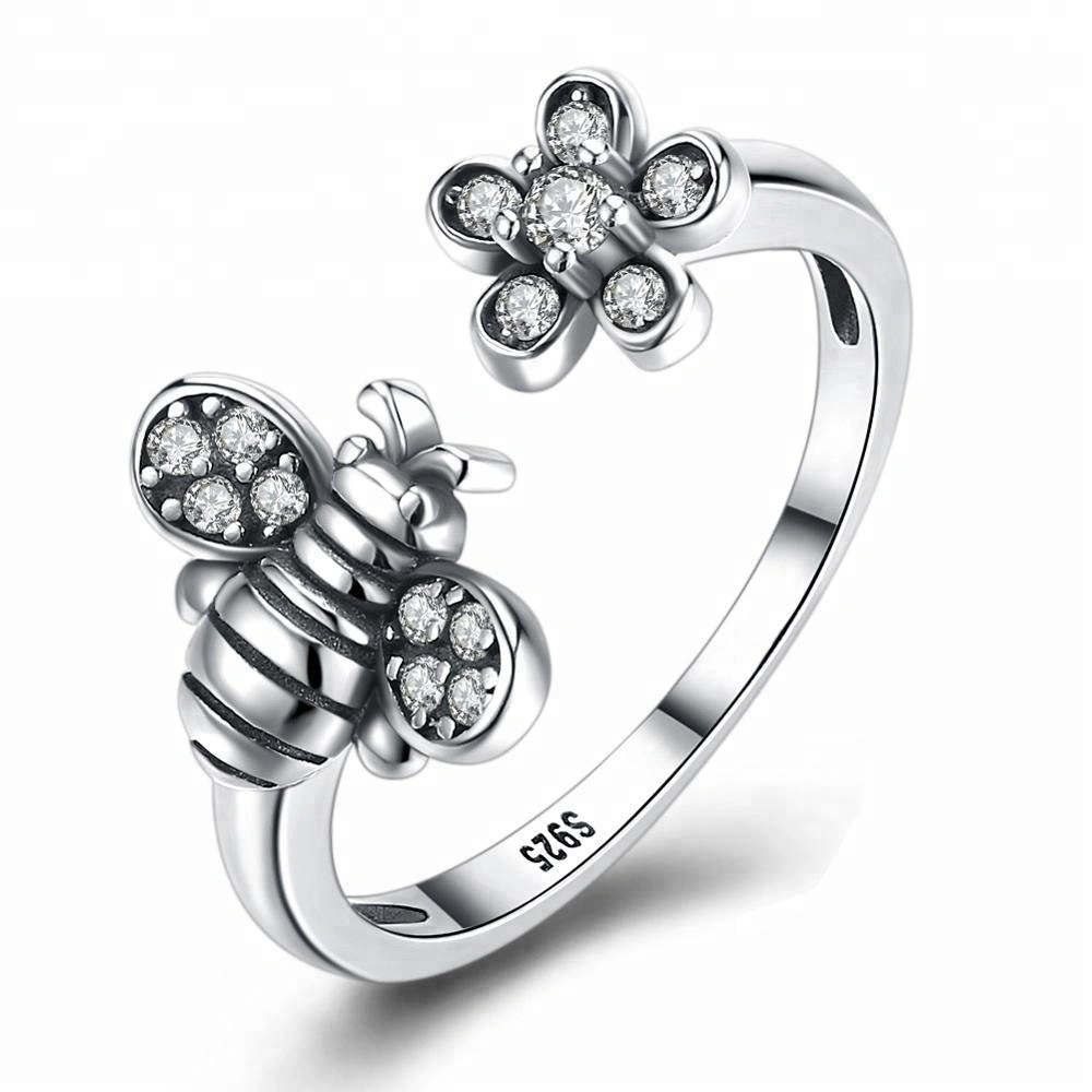 Unique Sterling Silver 925 Bee Ring Jewelry 1