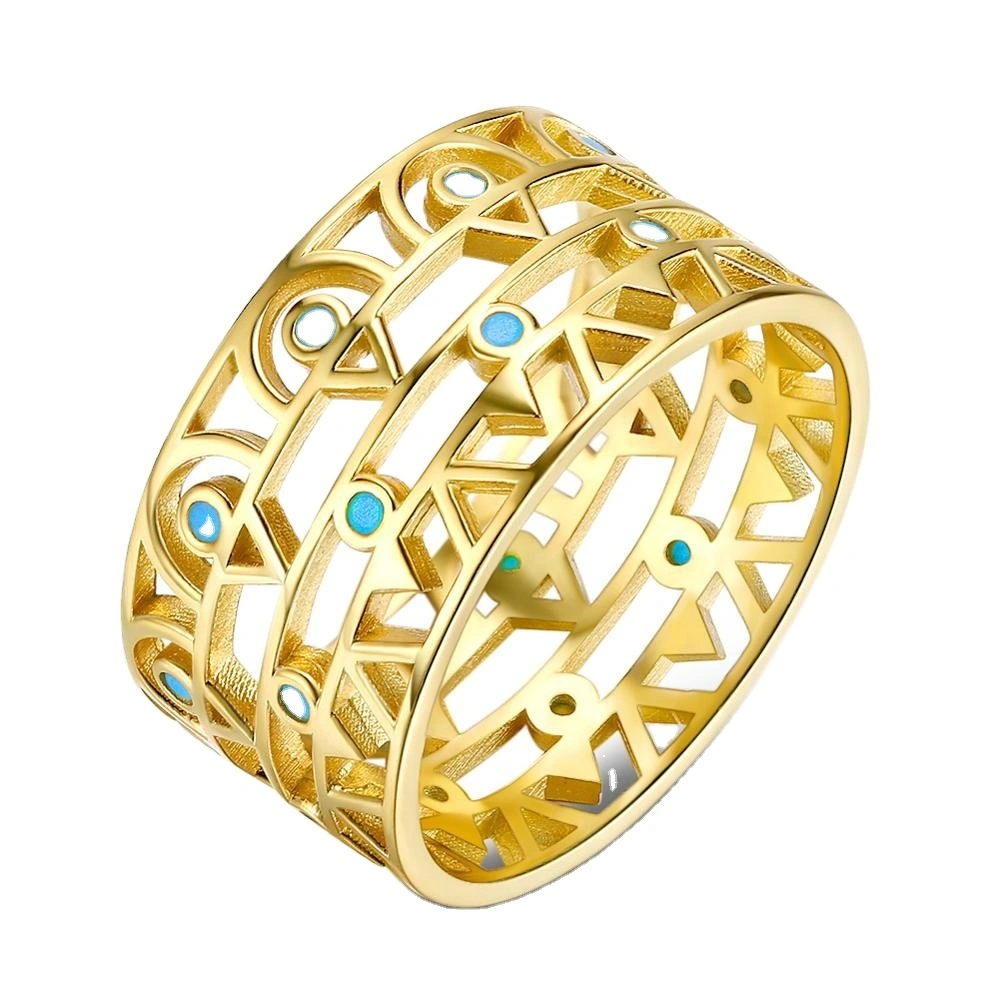 Joacii Vendors 925 Sterling Silver Hollow GoldSignetGemstone Bague SquillareRing With Patella Aurum Jewelry 1