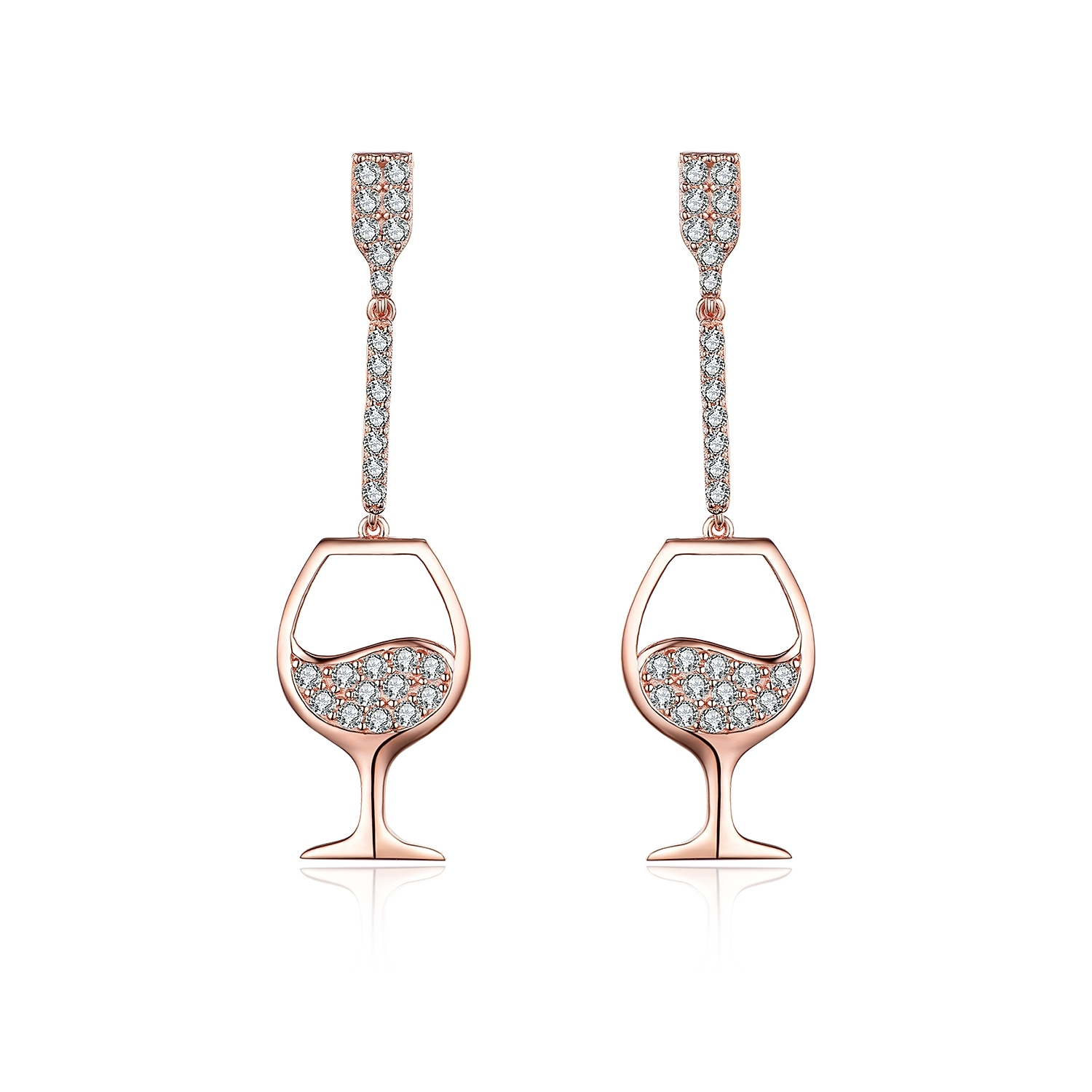 Custom 925 Sterling Silver Empty Cup Chain Red Wine Glass Earrings With Orhange 1
