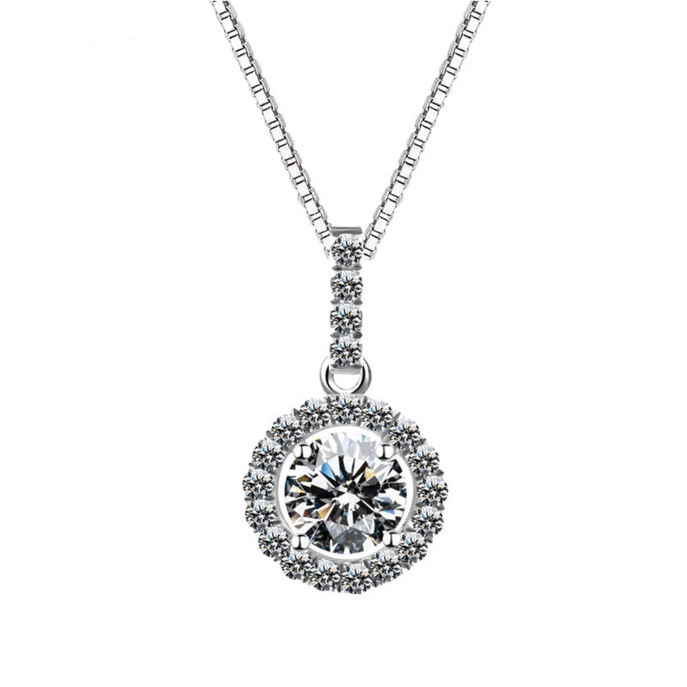 Latest Round Shape 925 Sterling Silver Women Diamond Pendant 1