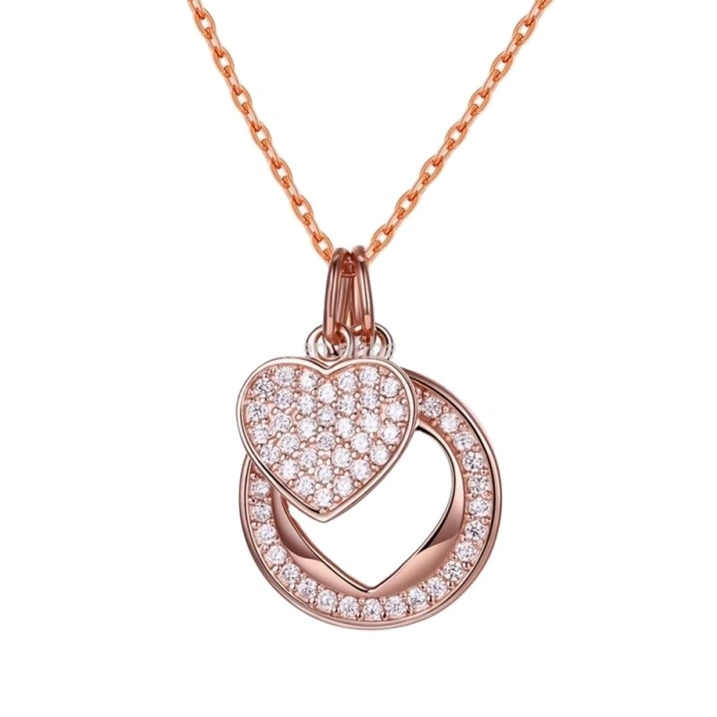 Romantic love heart design 18K silver zircon pendant 1