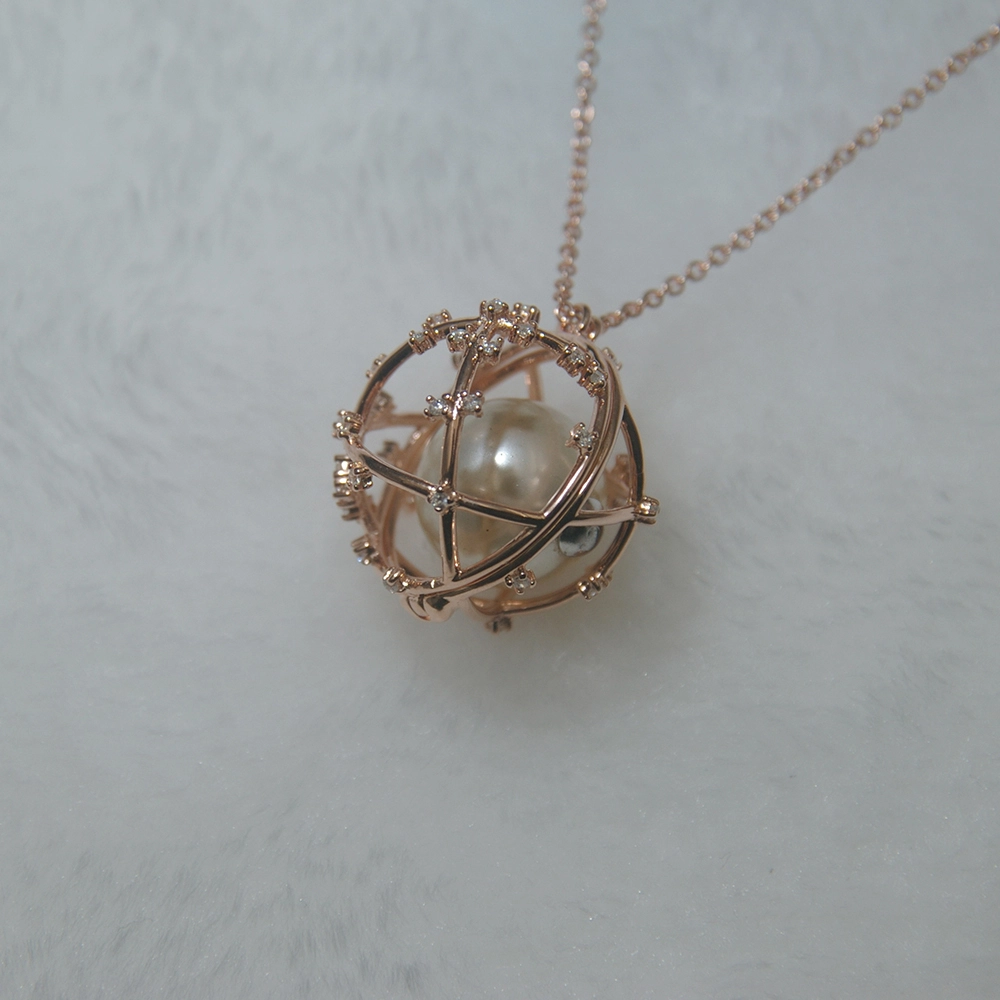Joacii Silver 925 Necklace 18K Rose Gold Plated Freshwater Pearl Pendant Necklace 1