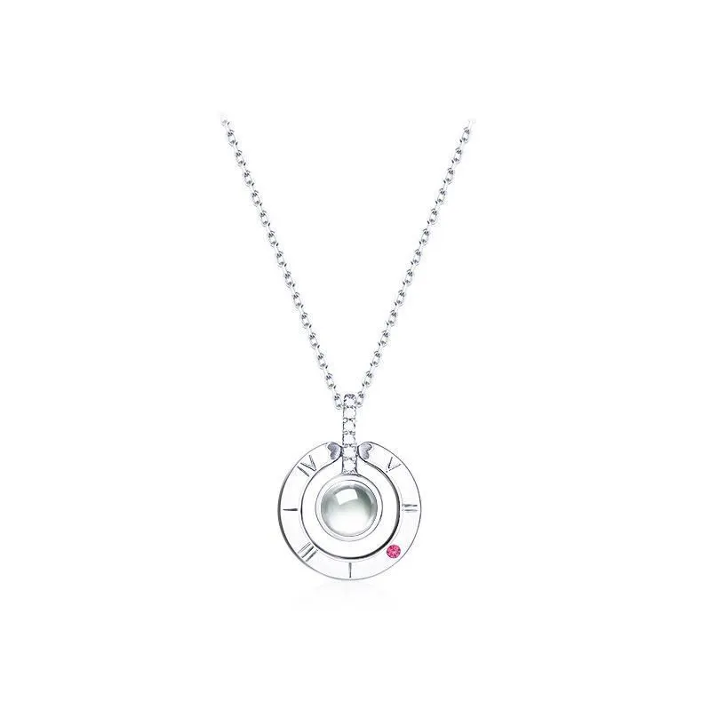 Love Memory Big Stone Round Pendant Zircon Chain Necklace With Gioielli Da Donna 1