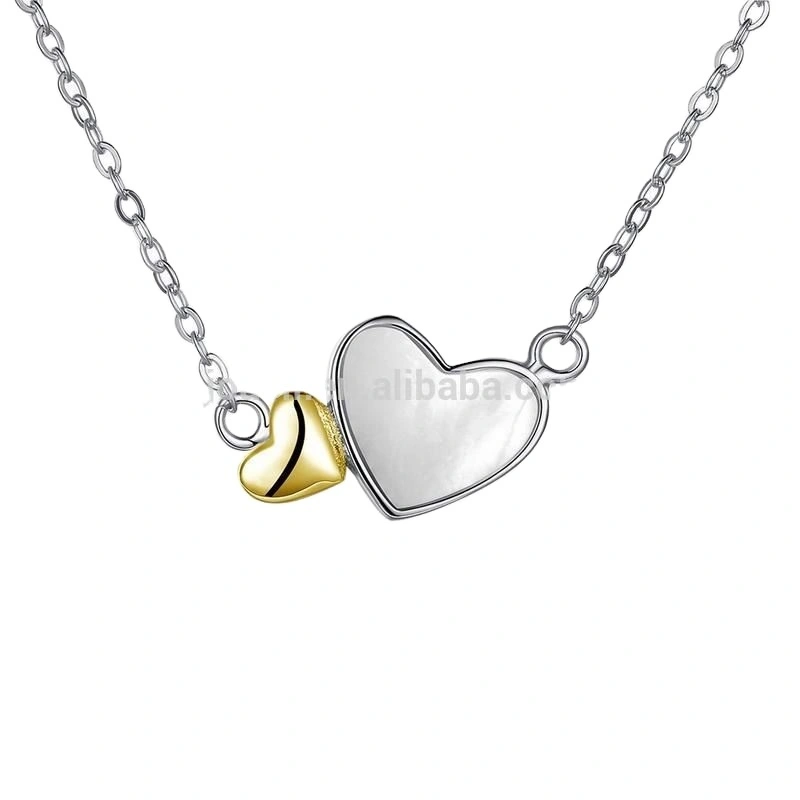 White And Gold Plated Heart Shape Silver Chains Necklace With Vergoldeter Schmuck 1