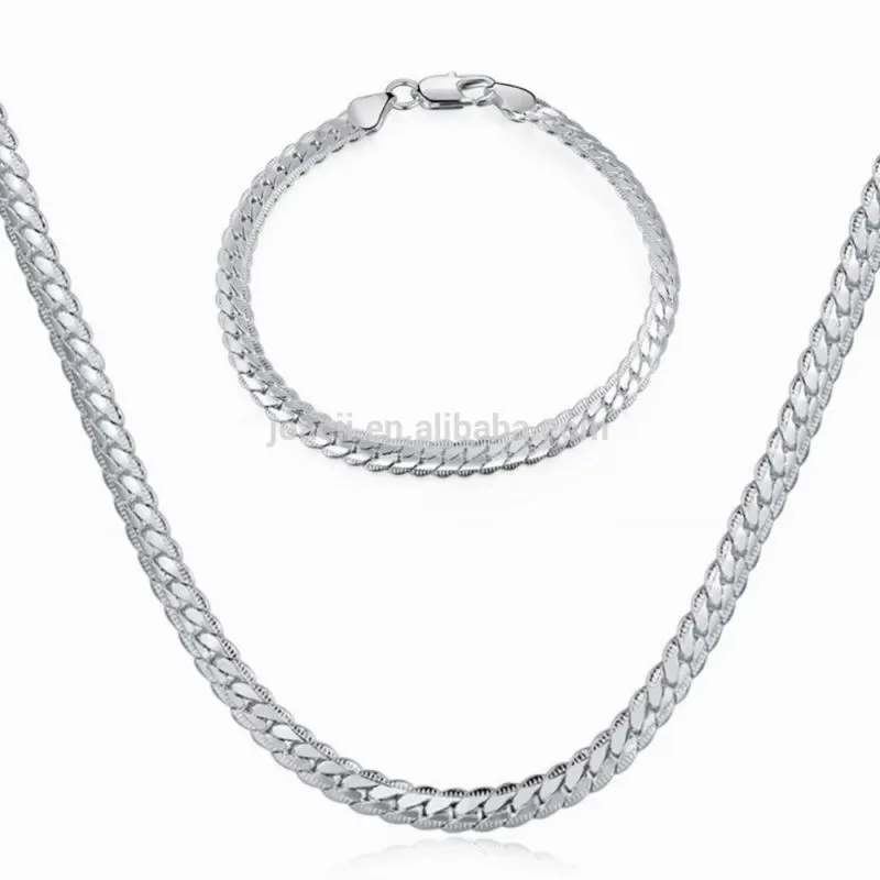 Simple Style 925 Sterling Silver Chain And Link Bracelets For Couples With Bijoux Femme 1