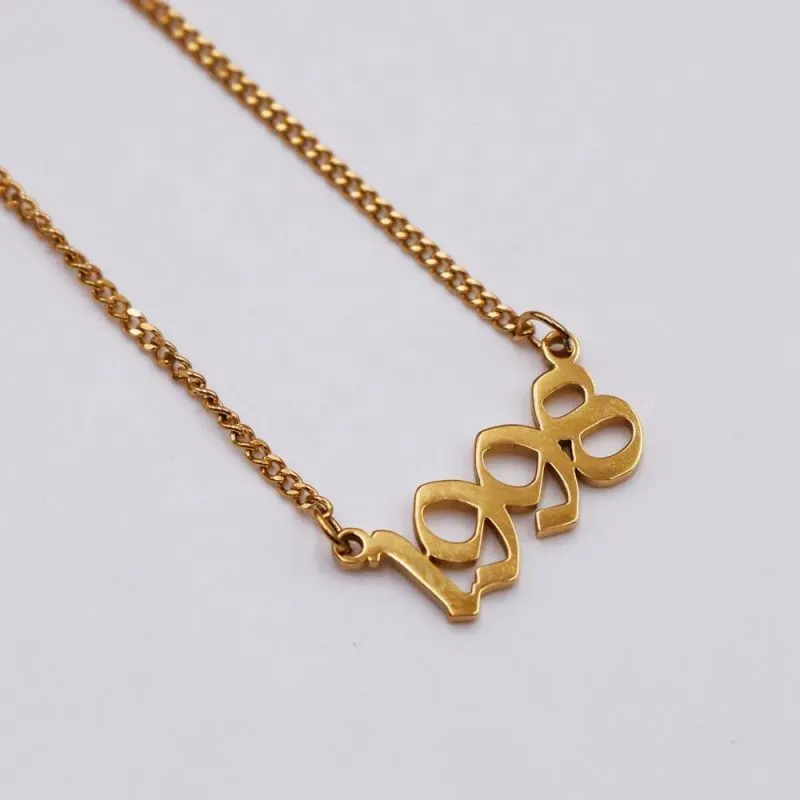Joacii Custom Stainless Steel Horizontal Gold Plated Birth Year Necklace Vendor For Joyeria 1