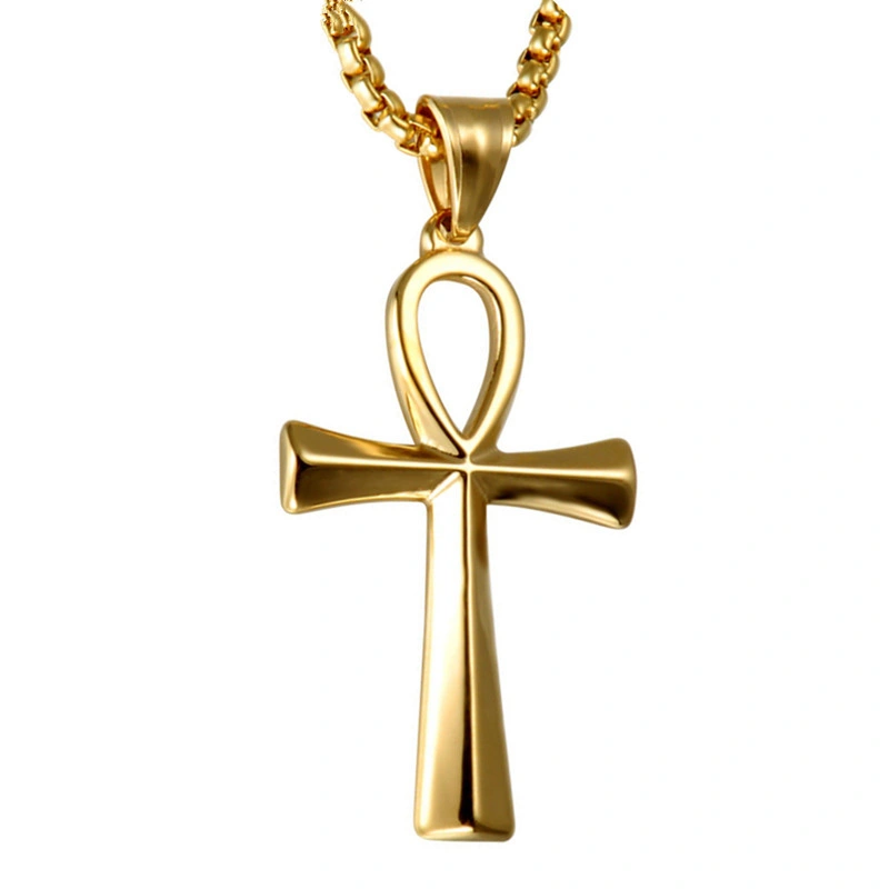 316L Stainless Steel IP Plating Ankh Pendant Necklace Jewelry 1