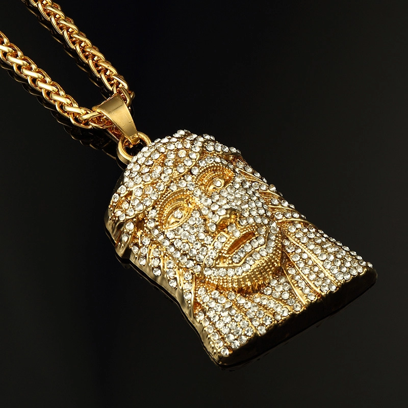 Joacii Men Iced Out Hiphop Zircon Jesus Religion Alloy Copper AvatarSmiley Face Necklace With Gioielli Da Donna 1