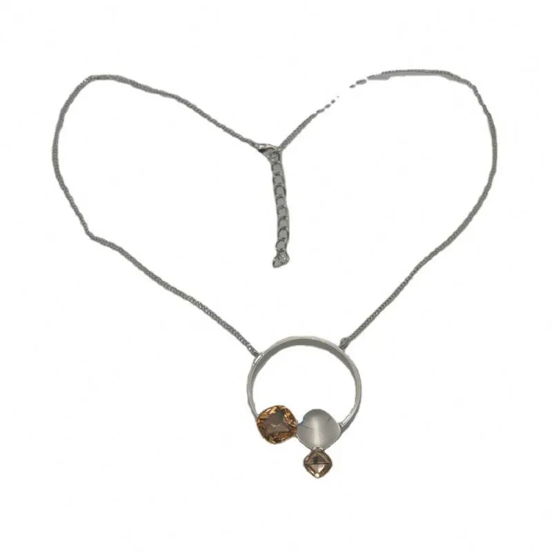 Joacii 18K White Gold Plating Copper Alloy Crystal Pendant Necklace 1