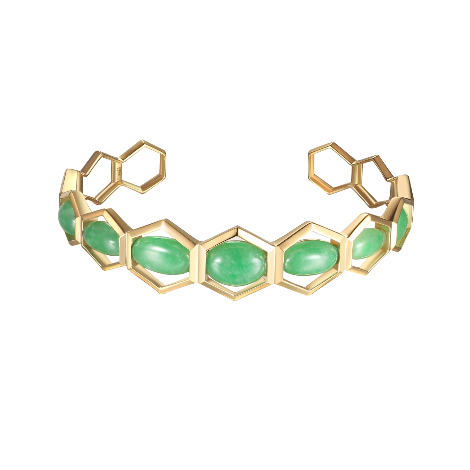 Joacii 925 Sterling Silver 18K Gold Small Jade Chain Natural Green Hexagon Stone Honeycomb Bracelets With Nainen Koruja1 1