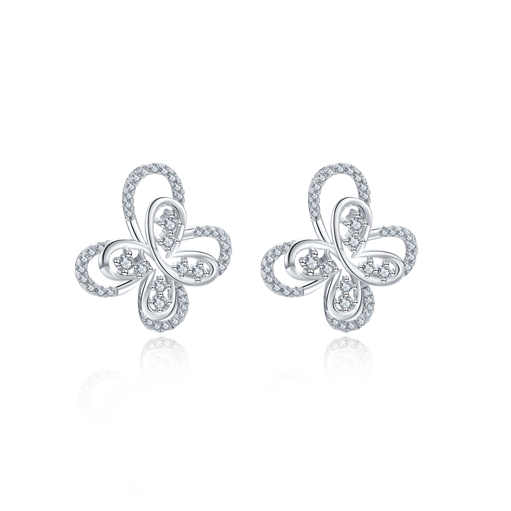 Fashion 925 Sterling Silver Jewelry Gold Plated Diamond Butterfly Shaped Stud Earrings For Women With Boucle Oreille1 1
