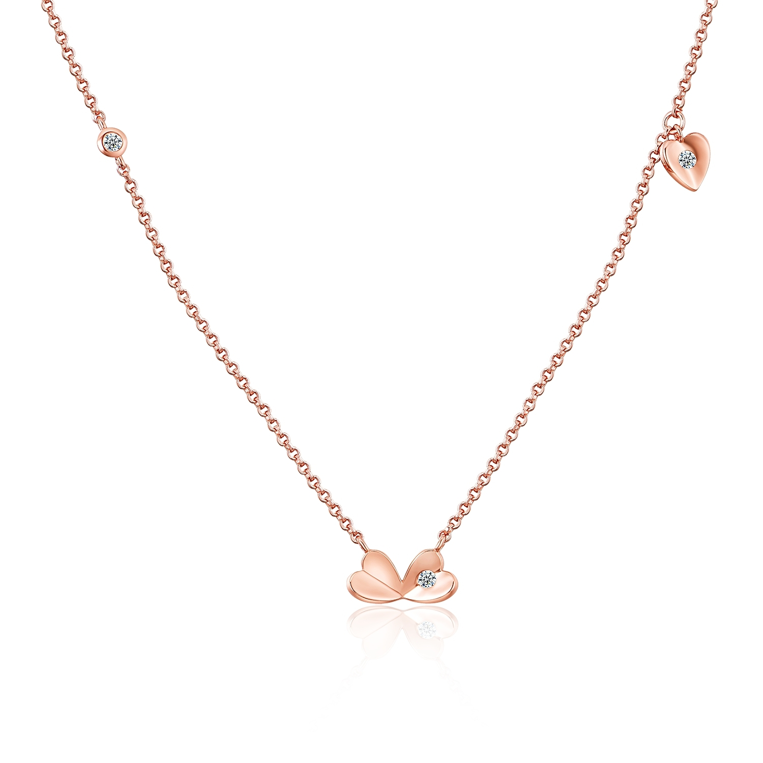 New Joacii 925 Sterling Silver Zircon Double Sided Heart Layer Shaped Pendant Necklace With Guldplaterade Smycken1 1