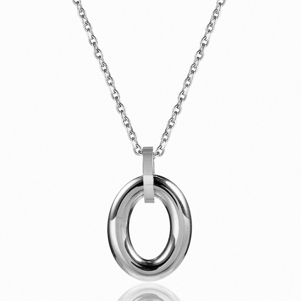 Jaocii RTS Spot Stock Stainless Steel Personalized Oval Pendant Short Chain Necklace 1