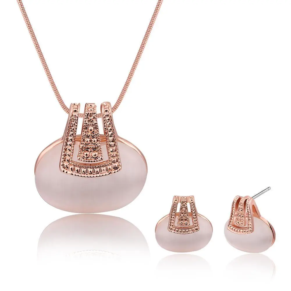 Joacii Wholesale 18K Rose Gold Plated Semi-Precious Stone Alloy Copper Jewelry Set 1