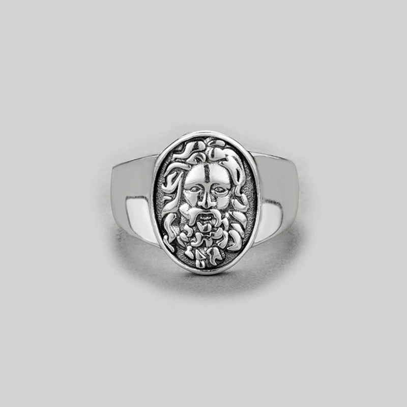 Custom Casting Personality Trendy 925 Sterling Silver Vintage Old Men Head Finger Rings1 1