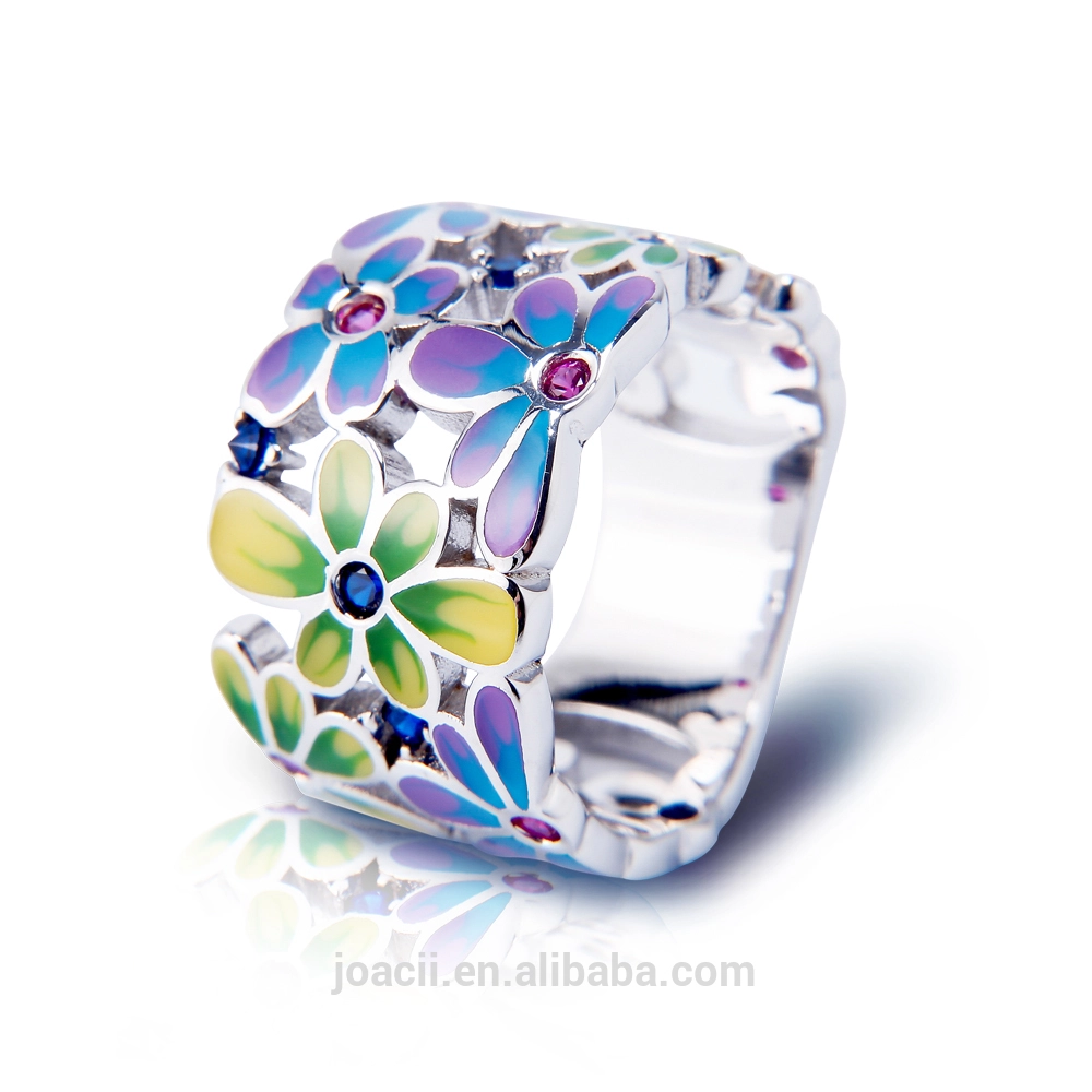 Joacii Fashion Colorful Enamel Ruby Stone 925 Silver Jewelry Ring With 18K White Gold Plated For Women And Men1 1