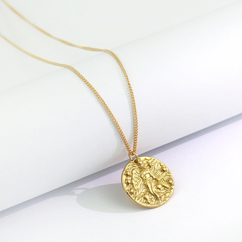 Custom 925 Sterling Silver Gold Plated Constellation Virgo Angel Coin Shaped Pendant Necklace For Women1 1