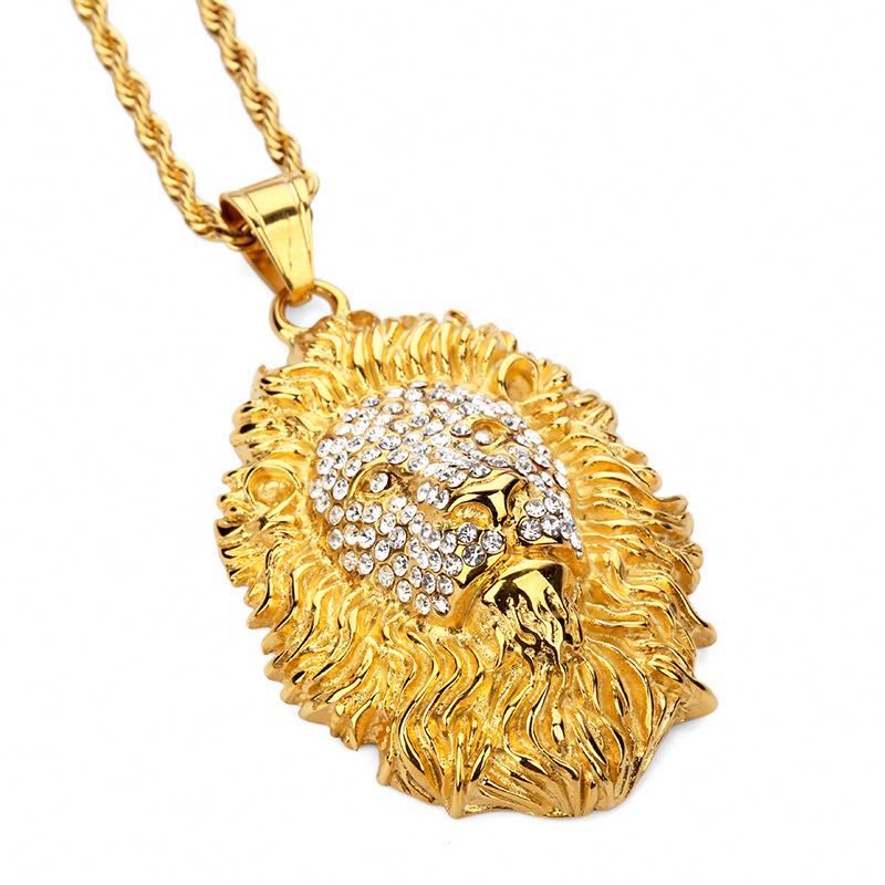 Joacii Latest Golden Lion Head Design Men Copper Alloy Pendant Necklace With Kullatut Korut 1