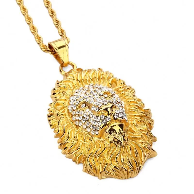 Joacii Latest Golden Lion Head Design Men Copper Alloy Pendant Necklace With Kullatut Korut 1