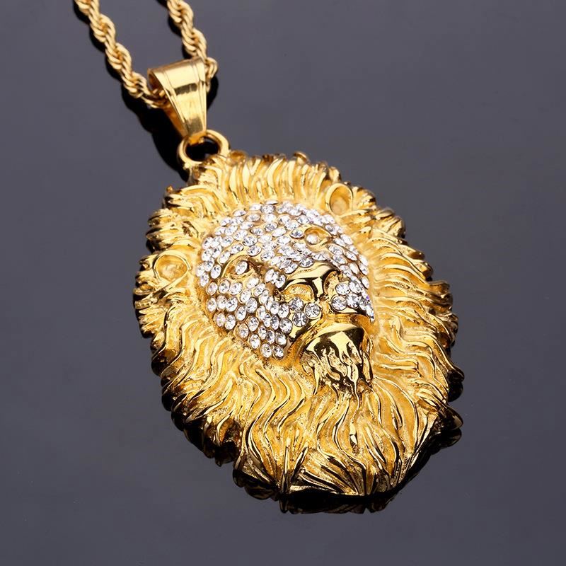 Joacii Latest Golden Lion Head Design Men Copper Alloy Pendant Necklace With Kullatut Korut 3