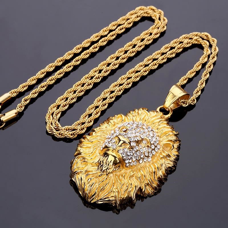 Joacii Latest Golden Lion Head Design Men Copper Alloy Pendant Necklace With Kullatut Korut 2