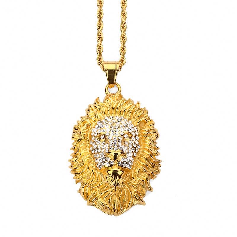 Joacii Latest Golden Lion Head Design Men Copper Alloy Pendant Necklace With Kullatut Korut 4
