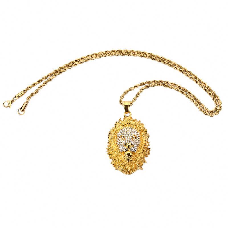 Joacii Latest Golden Lion Head Design Men Copper Alloy Pendant Necklace With Kullatut Korut 5