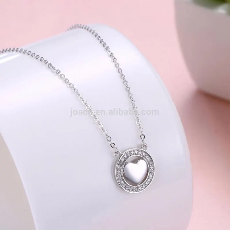 Women'S 925 Silver Heart O-Chain Necklace With Sieraden1 1