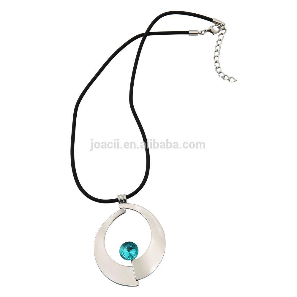 Joacii Customsjulery 925 Sterling Silver Jewelry Pendant Women Round Blue Crystal Necklace With Guldplaterade Smycken 1