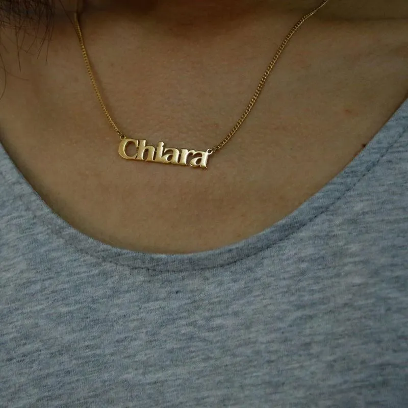 Factory Custom Gold Plated Stainless Steel Personalised Monogram Nameplate Necklace With Joias Homem 1
