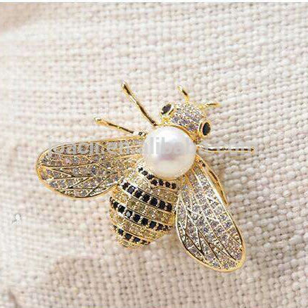 Joacii 2018 High Quality Gift Cute Honey Bee Pearl Brooch for Women 1