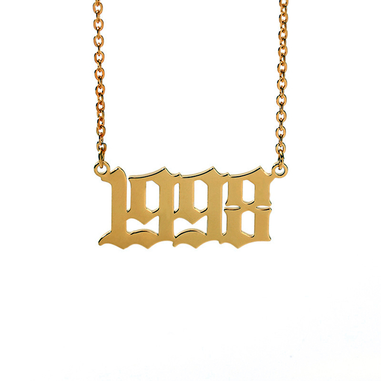 Joacii Custom Stainless Steel New Plate Necklace Jewelry Letter Gold Year Necklaces For Nainen Koruja 1