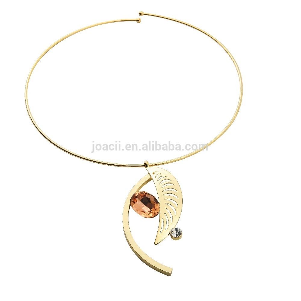 Joacii Special Design Oval Cut Crystal 18K Gold Plated Copper Alloy Pendant Necklace 1