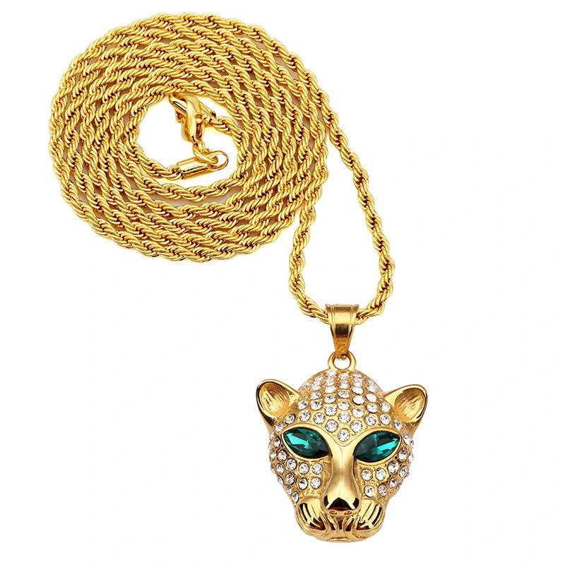 Fashion Mens Titanium Leopard Head Hiphop Necklace Pendant Jewelry 1