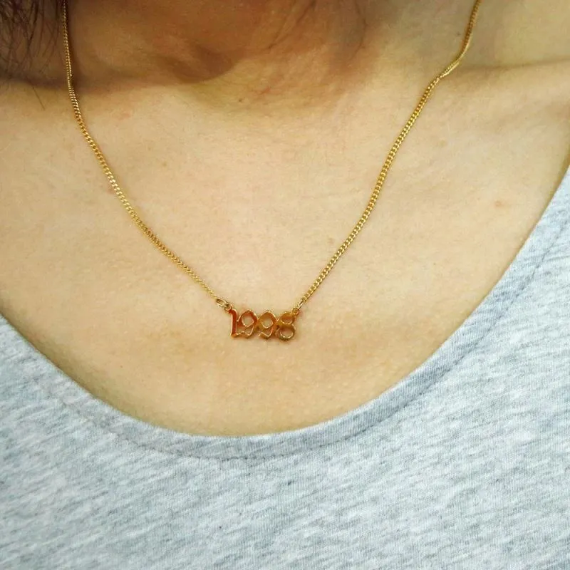 Gold plated Custom Stainless Steel Personalized Date of Birth necklace 1