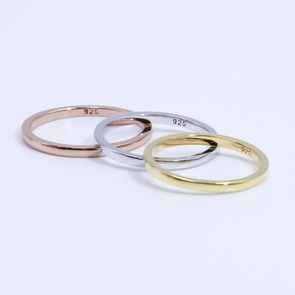 925 Sterling Silver 18K Gold Plated Wide Thin Plain Gold Joints Element Circle Rings For Women 1