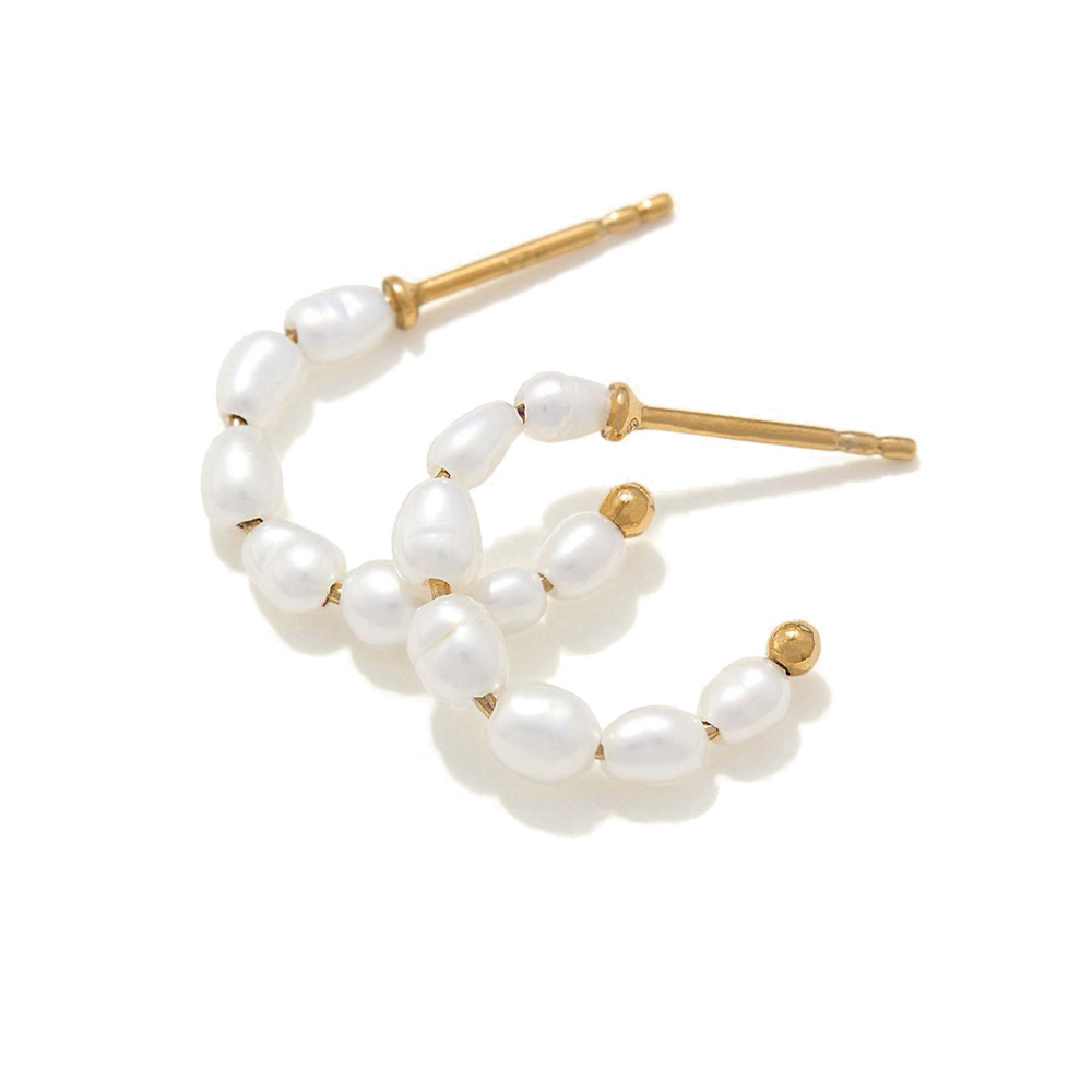 Factory Custom Fashion Cc Gg Jewelry 925 Sterling Silver Gold Natural Real Freshwater Pearl Stud Earrings 1