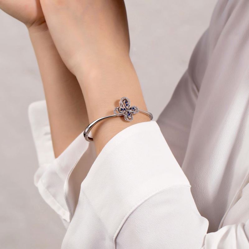 Fashion 925 Sterling Silver Gold Plated Diamond Butterfly Shaped Bracelet For Women With Armband1 4