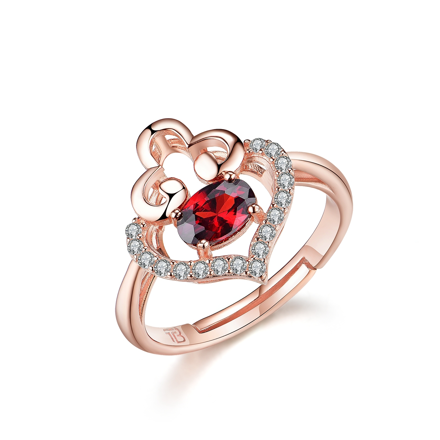 925 Sterling Silver Hollow Clouds Cubic Zircon Heart Ruby Stone Pendant Ring Design With Joalheria1 1