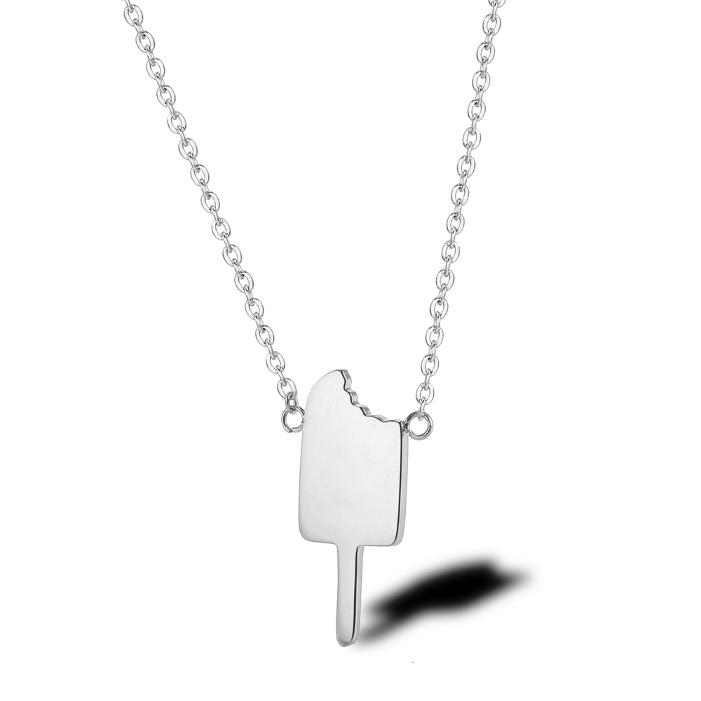 Jaocii RTS Stainless Steel Simple 18K Gold Ice Cream Popsicle Ice Cream Necklace 1