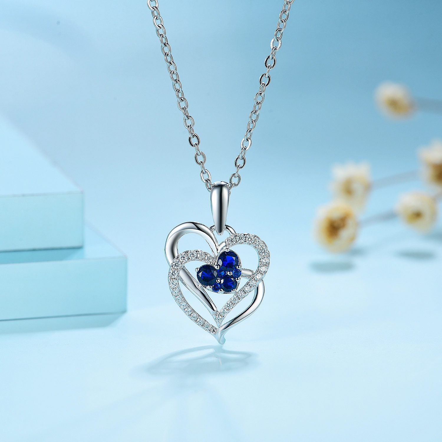 Joacii 925 Sterling Silver Double Love Pendant Gold Multilayer Diamond Heart Shaped Necklaces With Orbis1 1