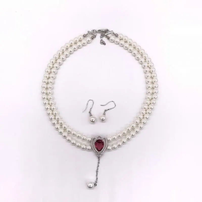 Ladies' Freshwater Pearl Ruby Jewelry Long Necklace With Kaulakoru 1