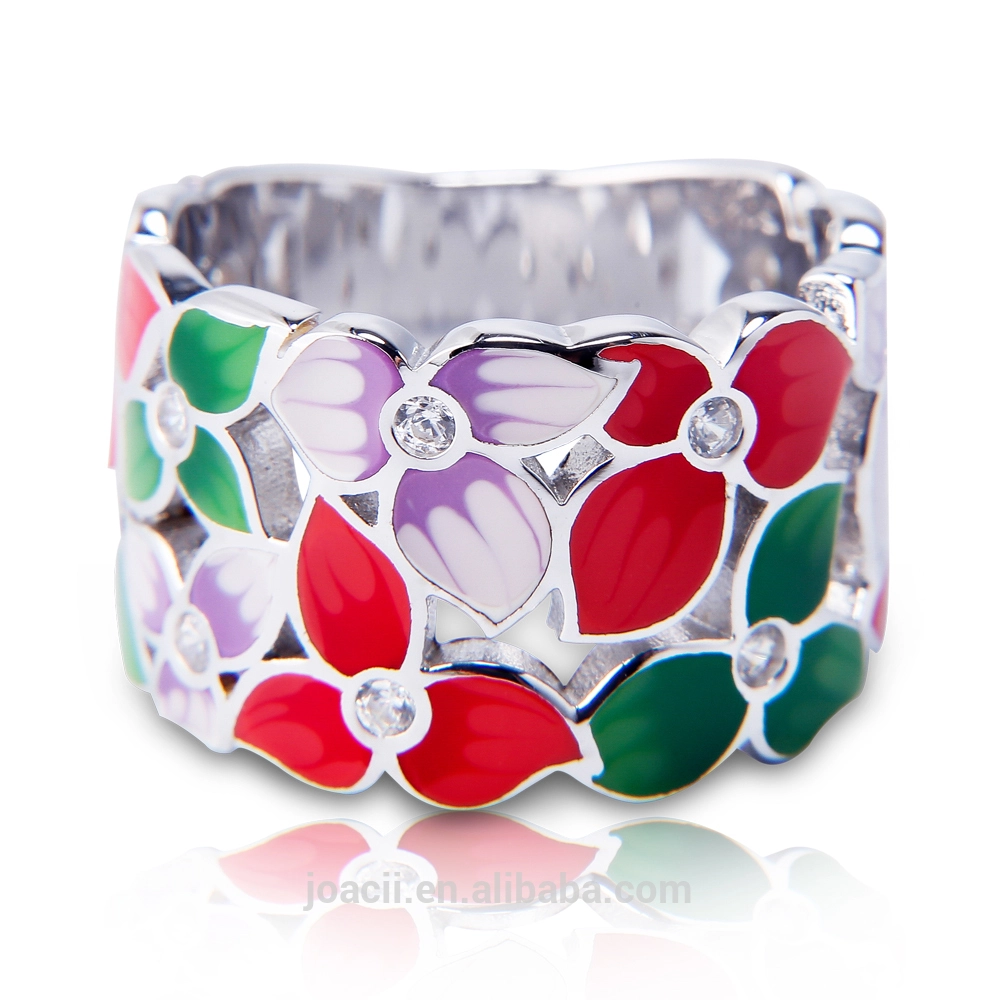 Joacii Customs Jewelry Enamel Stone 925 Sterling Silver 18K White Gold Platedjewelry Ring For Women With Frauenschmuck1 1