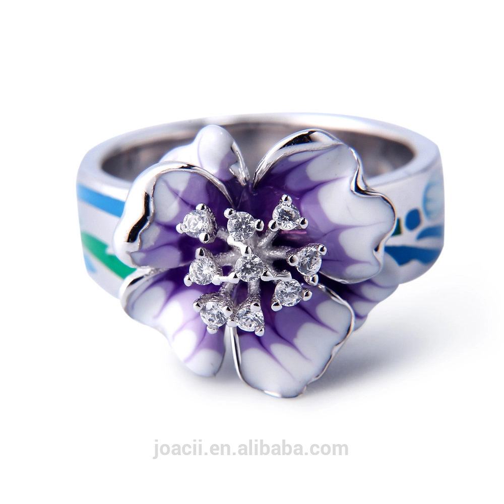 Joacii Latest Enamel Flower Shape 925 Silver Cz Ring With Patella Aurum Jewelry1 1