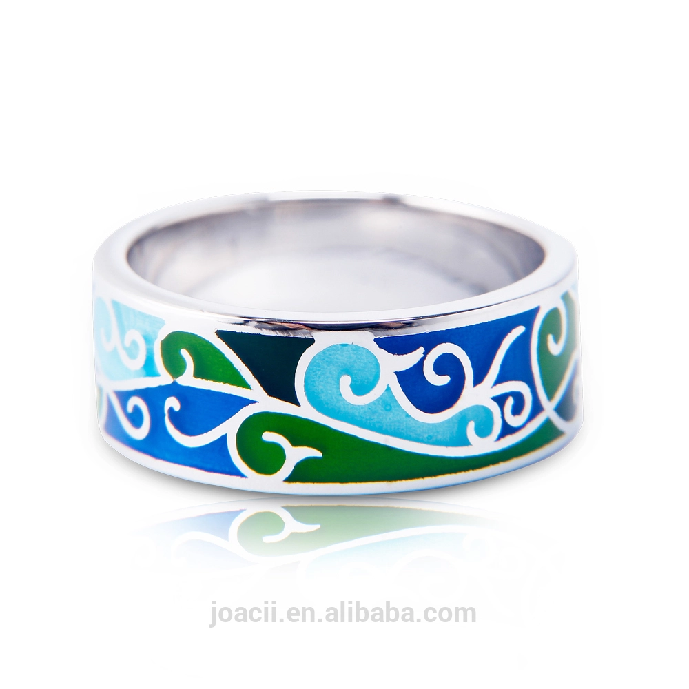 Joacii New Design Fashion 18K White Gold Gilded Enamel 925 Sterling Silver Jewelry Band Ring For Men And Women1 1