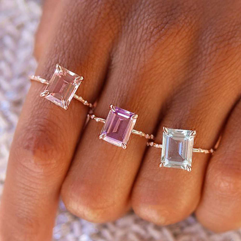 925 Sterling Silver Gold Plated Romantic Moon Shaped Inlay Small MoonstoneRingsFor natural gemstones Set Jewelry 1