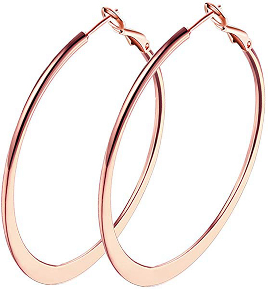 Wholesale Women Fashion 925 Sterling Silver 18k Rose Gold Plated Big Hoop Earrings Jewelry 1