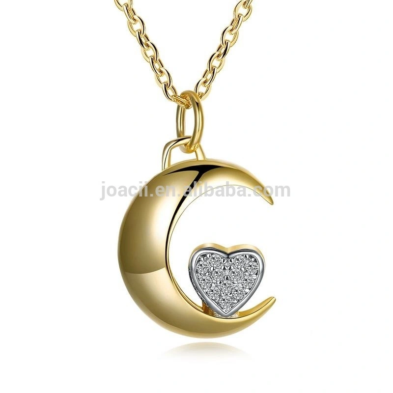 Joacii Custom Moon and Heart Design 925 Silver Zircon Necklace Pendant1 1